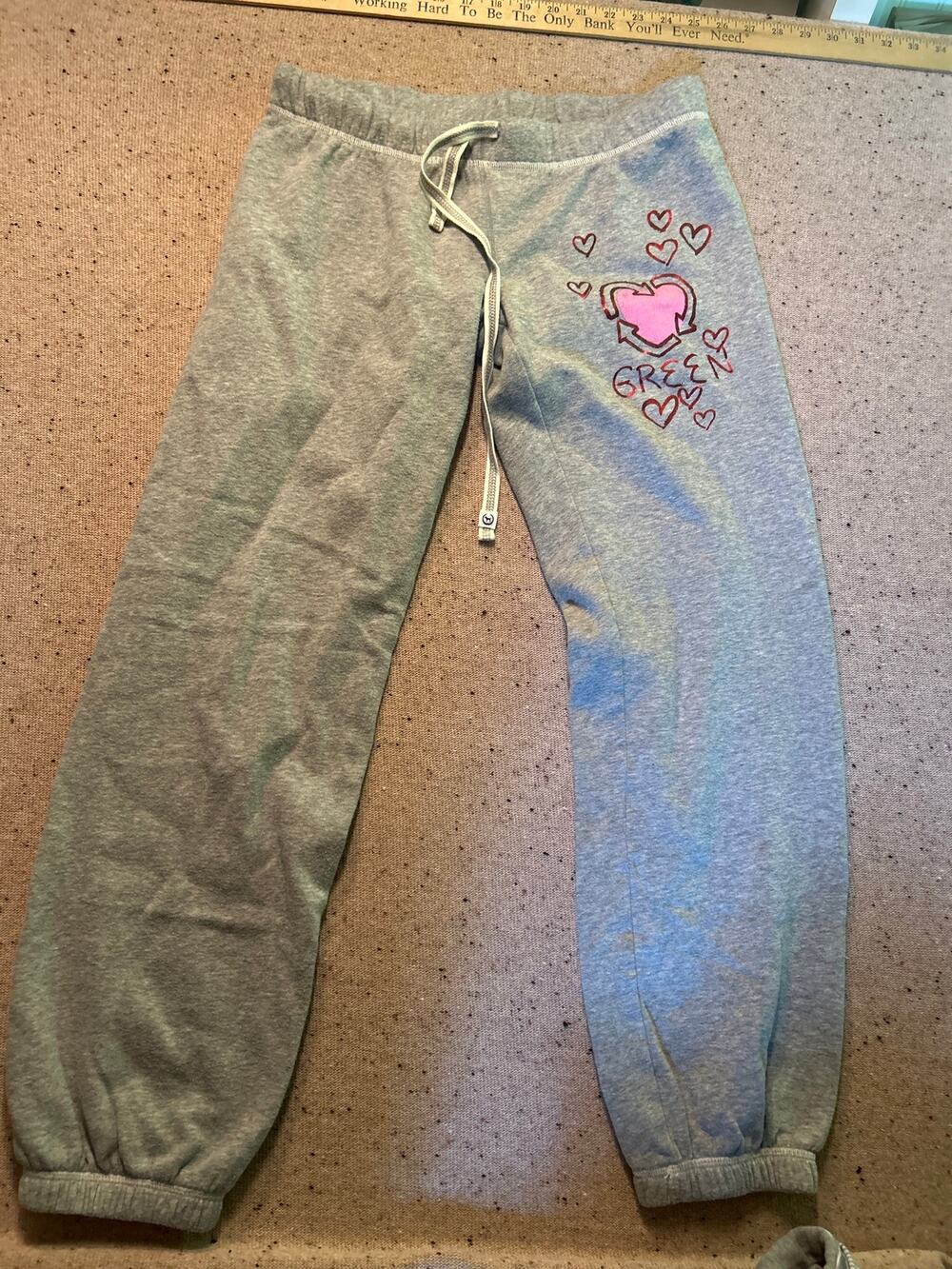 Y2K Victoria's Secret Pink Sweatpants Spell Out Butt Gray XS Recycle Green